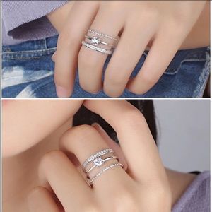 Sale 925 Silver Zircon Adjustable Ring